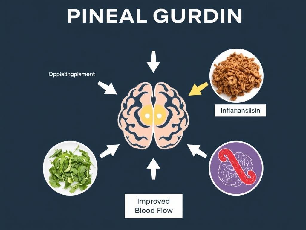 Diagram showing how Pineal Guardian ingredients support pineal gland function Diagram showing how Pineal Guardian ingredients support pineal gland function